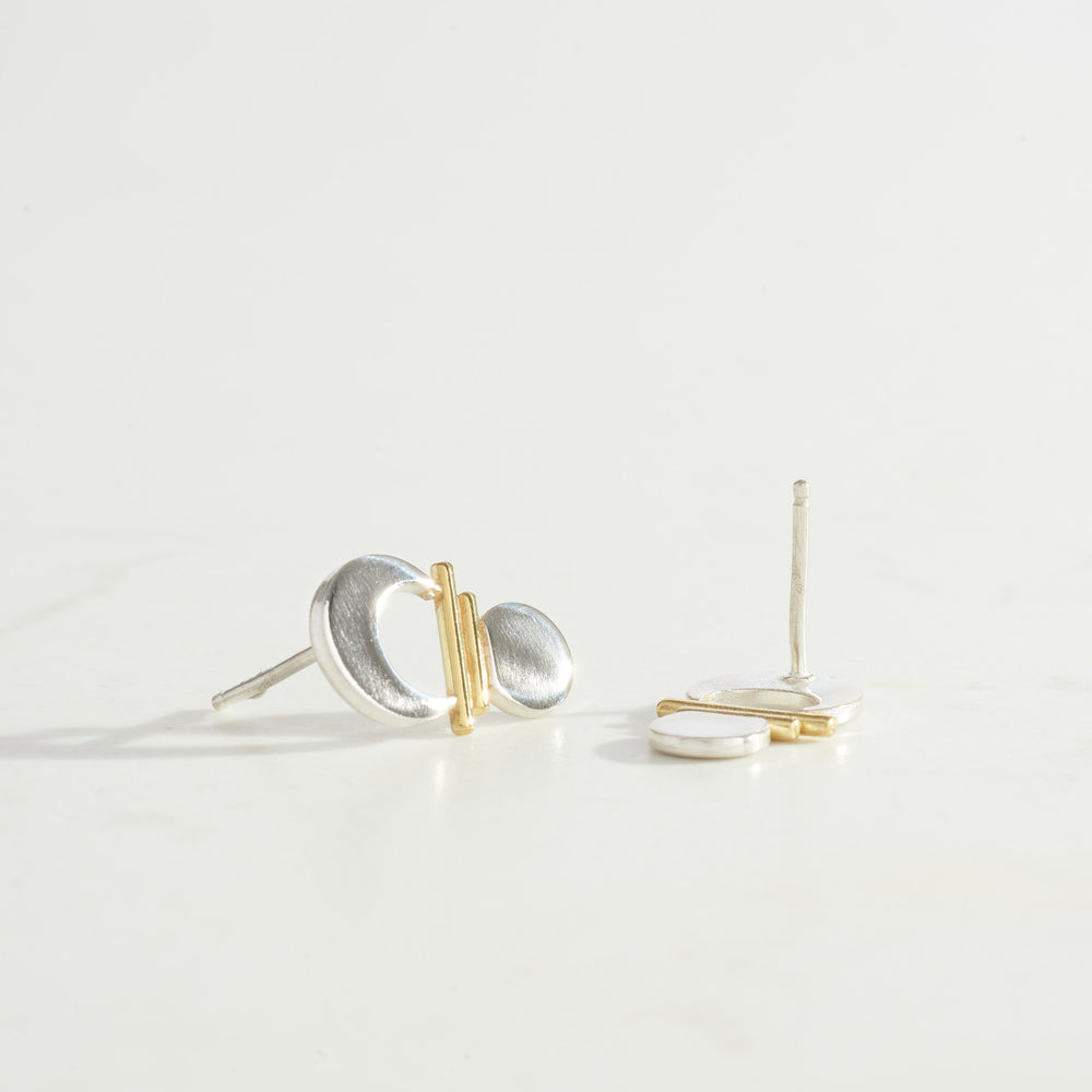 Prana Studs | 18k Gold + Silver