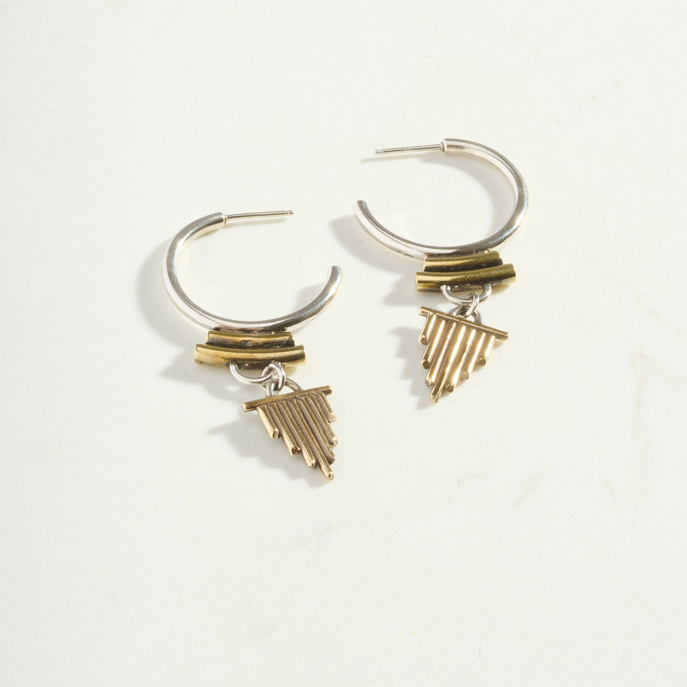 Solar Flare Earrings | Silver + Brass