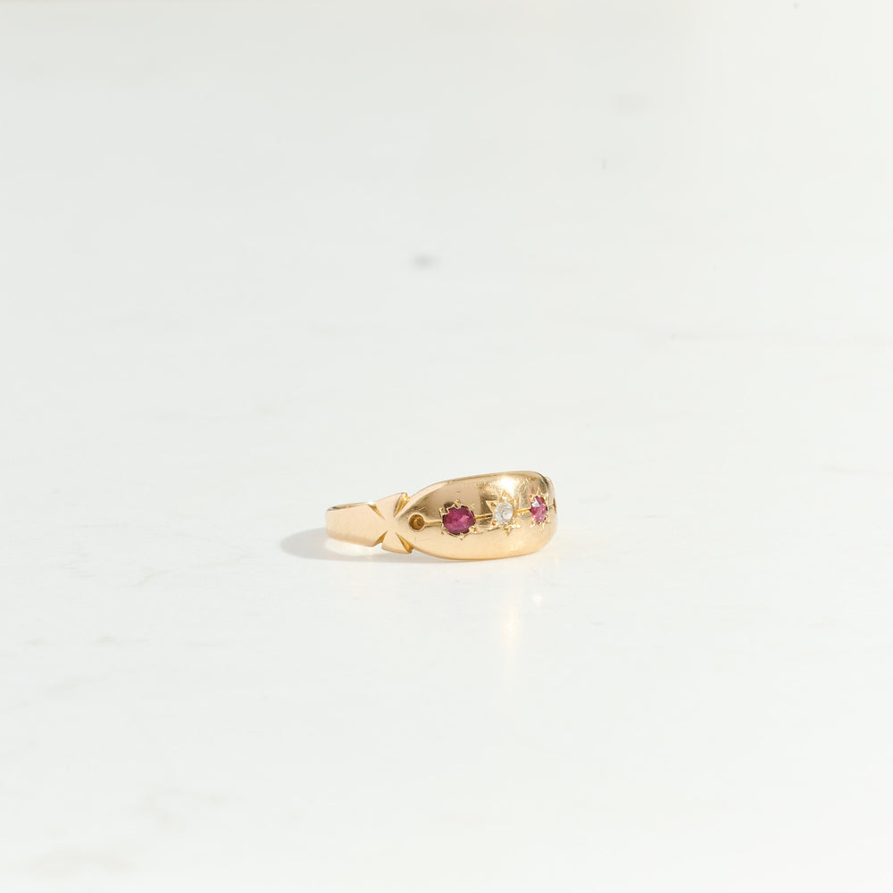 
                      
                        Antique Diamond & Ruby Star Set Ring | 18k Gold
                      
                    