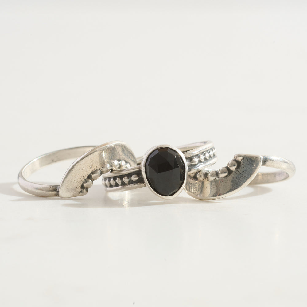 
                      
                        Onyx Protection & Double Shield Stacking Ring Trio | Silver
                      
                    