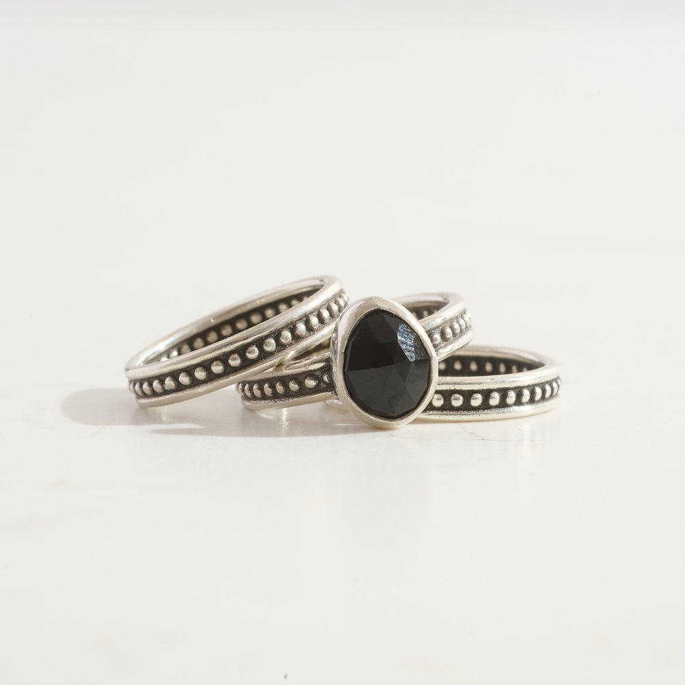 Onyx Protection & Stacking Ring Trio | Silver