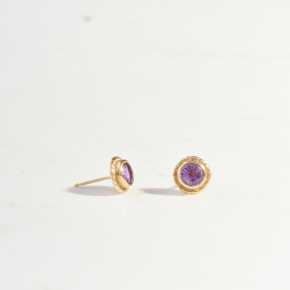 VINTAGE Amethyst Studs | 9k Gold