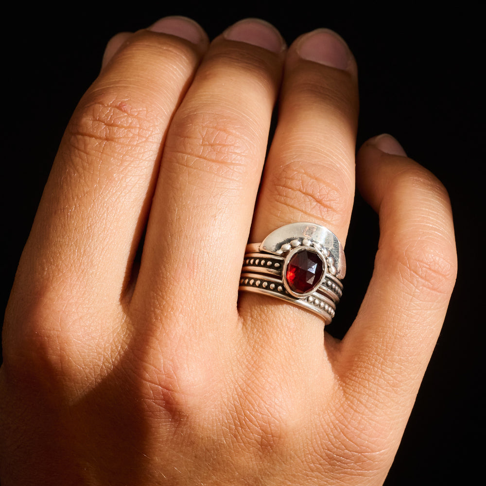 
                      
                        Garnet Protection Ring  | Silver
                      
                    