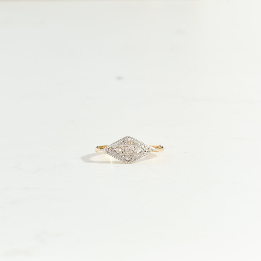 Antique Dainty Art Deco Engagement Ring | 18k Gold + Platinum