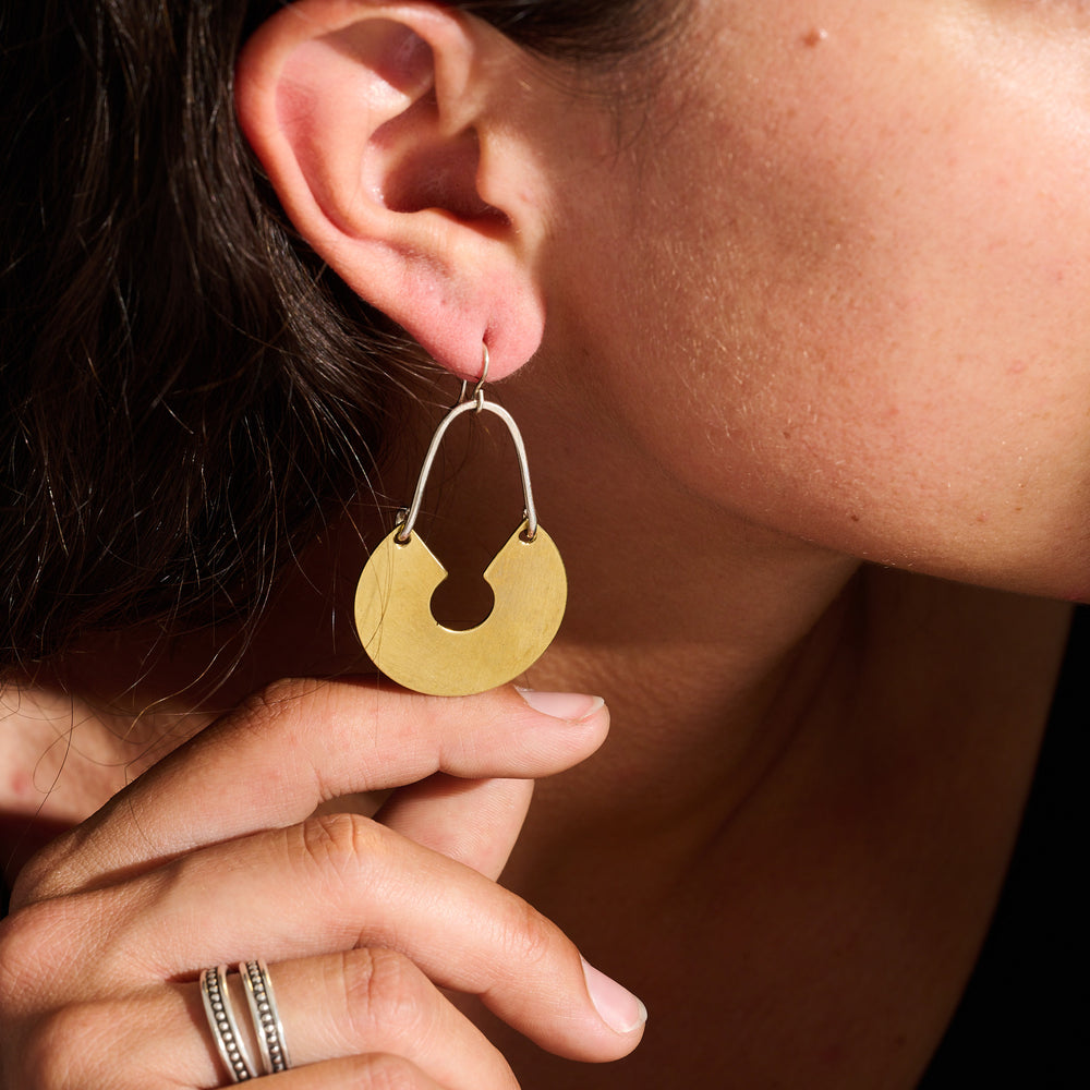 
                      
                        Large Keyhole Earrings | Silver + Brass
                      
                    