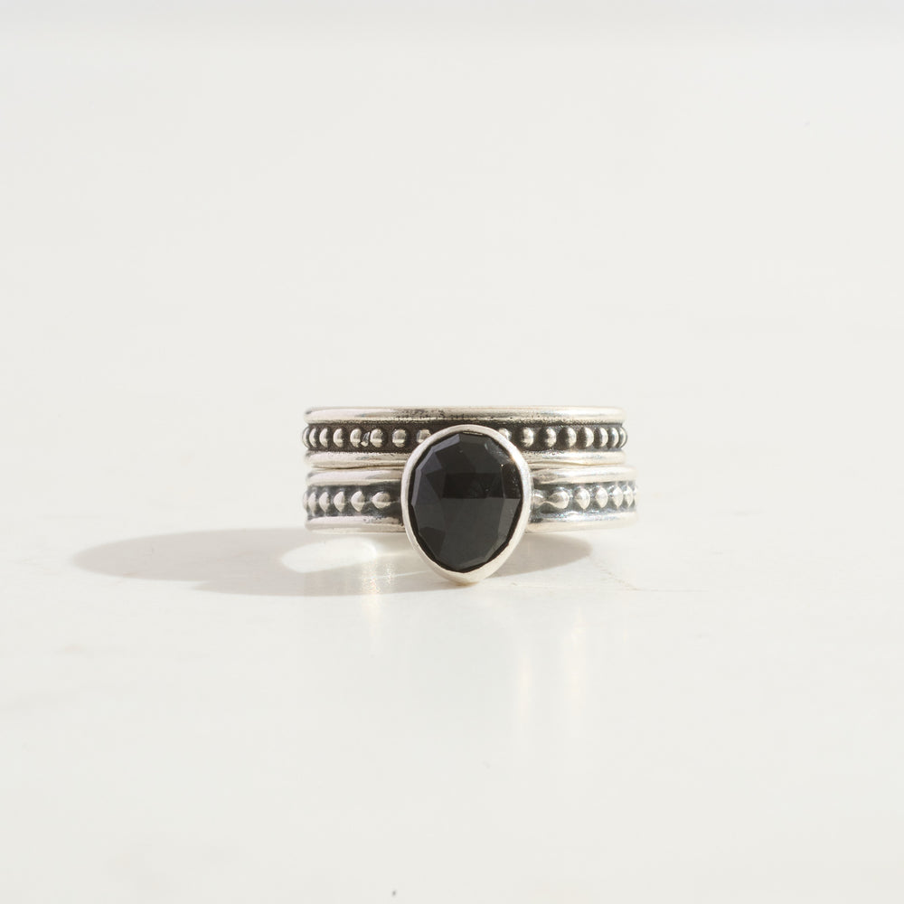 Onyx Protection & Stacking Ring Duo | Silver