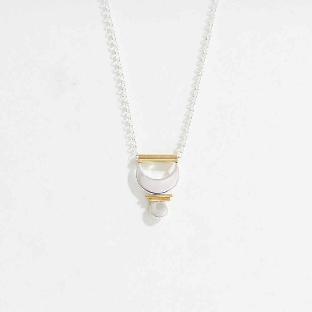 Small Prana Pendant | 14k Gold + Silver